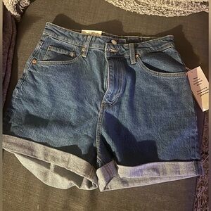 High waisted denim mom shorts